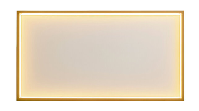 Rectangular LED panel light with gold frame and soft glowing illumination