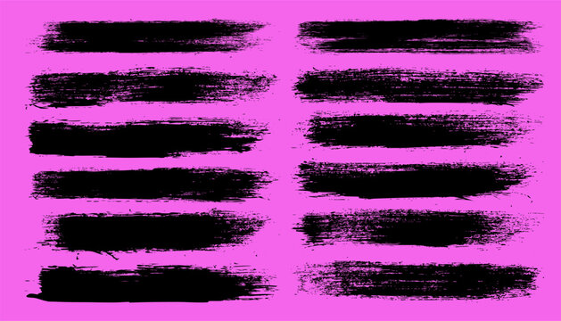Grunge neon brush strokes, lines, ink smudges, hand-drawn scribble shapes. Handmade sketchy marks, stains, charcoal streaks. Paint textures, dry brush effect. Marker underline. Vector illustration