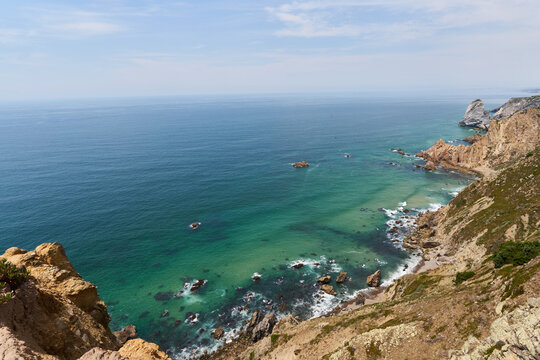 Dramatic coastal cliffs and turquoise ocean in Portugal