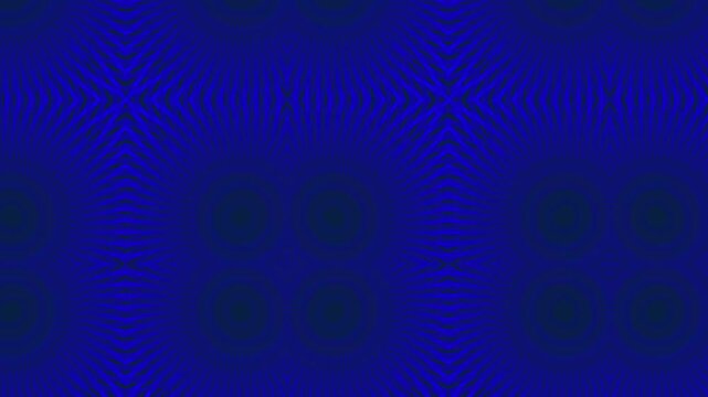 Deep blue radial pattern expands with dynamic glowing light rays. Symmetrical geometric motion animates the blue radial pattern. Abstract starburst energy fills the radial pattern.