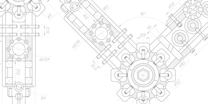 Technical drawing .Mechanical Engineering background .Technology banner. Vector illustration .