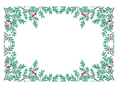 Christmas Pine Branch Frame Background