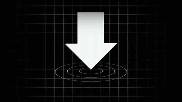 Animation Arrow Down Symbols on Black Background. Animated arrow from top to bottom on black background. Arrow motion business down arow icon