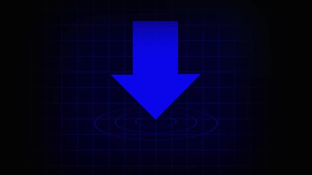 Gradian circle and down arow icon animation on black background.