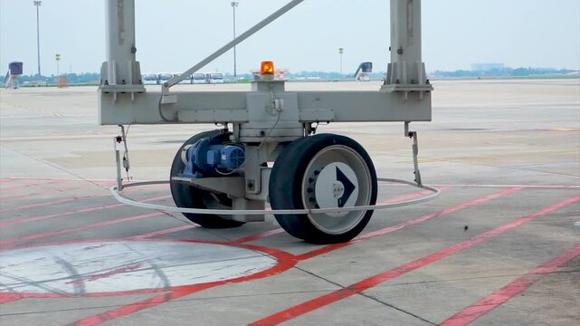 Passenger Boarding Bridge Dual Wheel Base Assembly Standing on Airport Apron Ready for Aircraft Connection