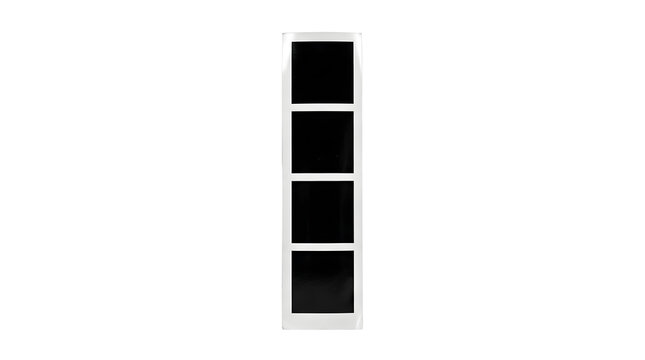 Blank photo booth strip template with four empty frames on a transparent background