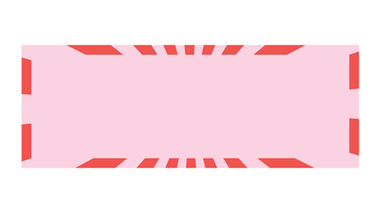 Obraz premium Pink vintage banner label with red geometric sunburst patterns at top and bottom sunburst pattern geometric design decorative border abstract badge graphic sign retro ribbon retro frame
