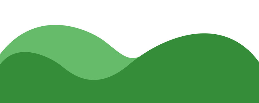 Abstract green organic wave hills design for natural food presentation slides on transparent background.