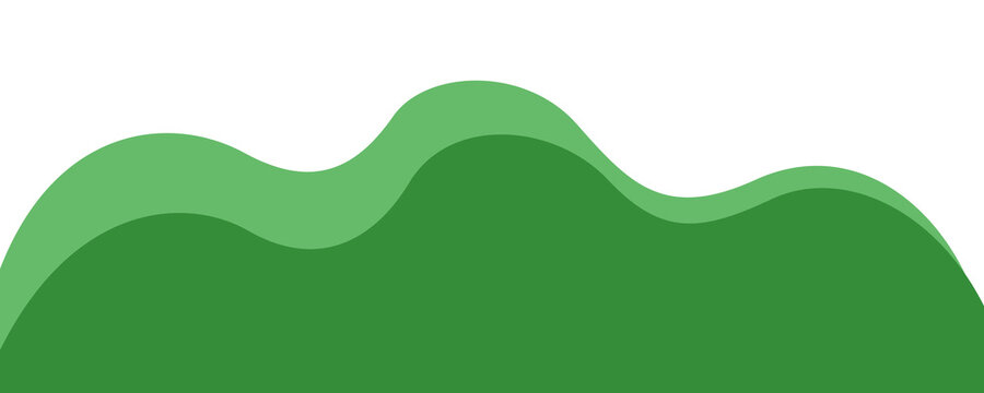 Green wave curves flat border vector graphic design for web banner decoration on transparent background.