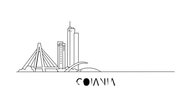 Minimalist line art depicts Goiania's skyline