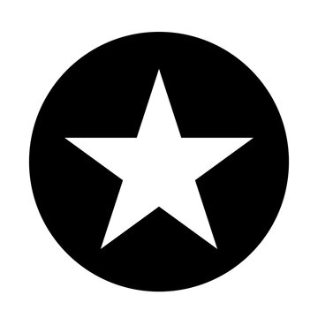 Black circle white five point classic star rating badge icon
