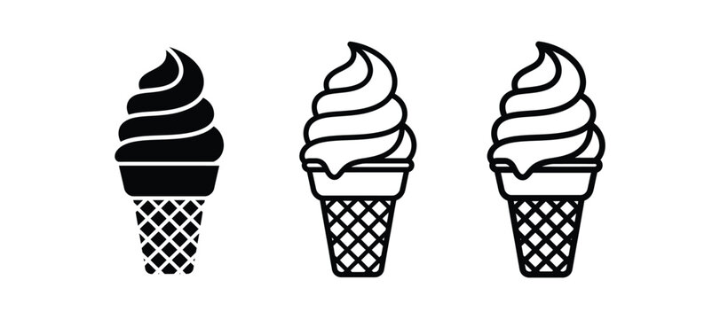 Set of soft serve ice cream icons, vector illustration