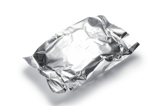 aluminum foil packaging bag on white background