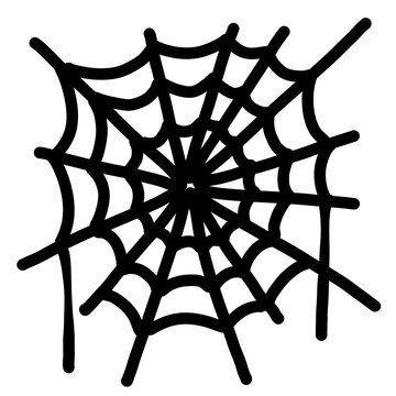 Doodle spider web hand drawn halloween