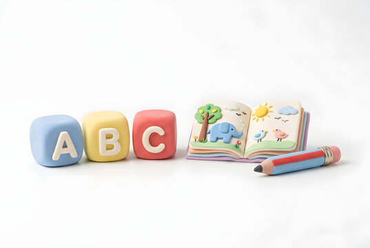 ABC Alphabet Learning - 3D Claymorphism Kids Illustration