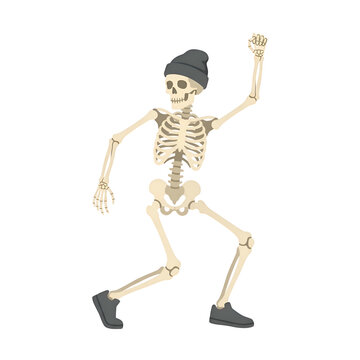 Funny Dancing Skeleton Illustration wearing Beanie and Shoes