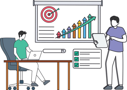 Business growth strategy data analysis team collaboration office workers marketing plan financial success corporate presentation digital marketing project management sales growth business analytics