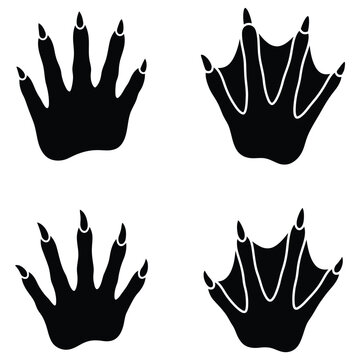 Webbed feet frog and aquatic reptile footprint tracks set vector illustration amphibian claw paws