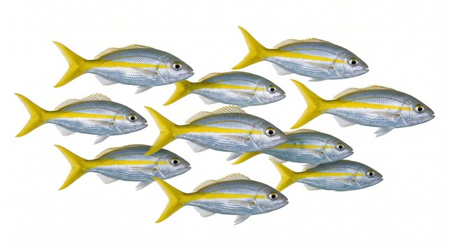 School of yellowtail snapper fish swimming together