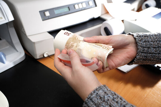 Cash counter in bank office