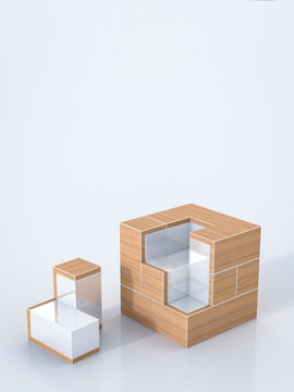 3D Rendering, cube and component parts
