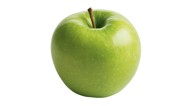 Fresh whole Granny Smith green apple with a brown stem