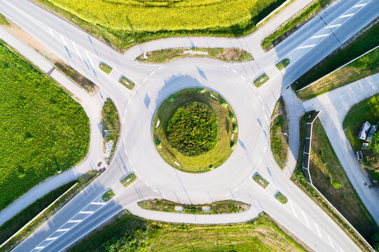 Aerial view of roundabout
