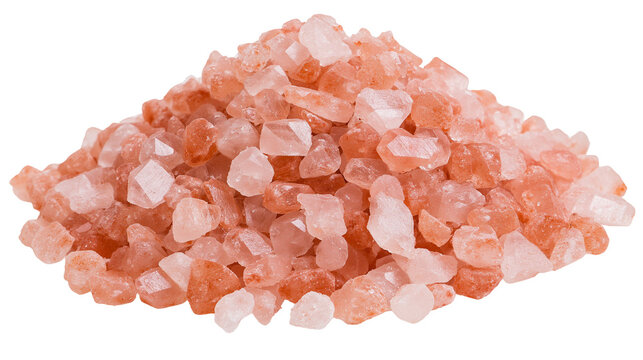 Coarse pink Himalayan salt crystals piled in a heap