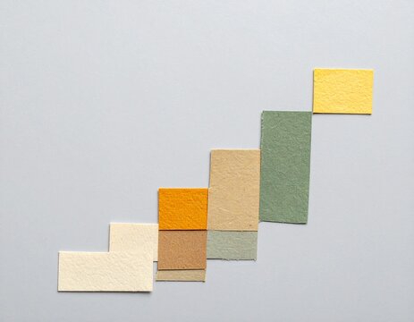 Colorful Step Ladder Made of Rectangular Blocks for Growth or Progress Representation