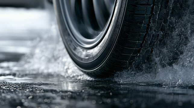 Premium automotive tire tread pattern close up