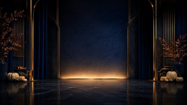 Empty stage with spotlight on dark background