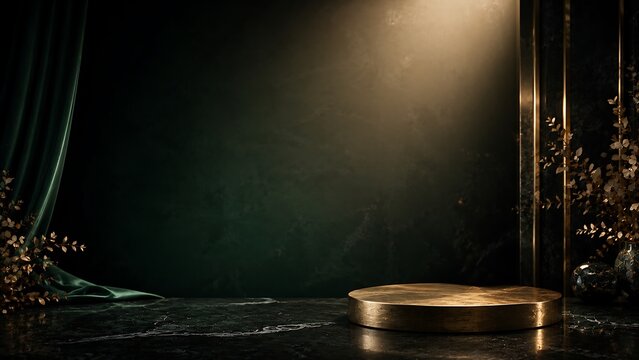 Empty stage with spotlight and ropes
