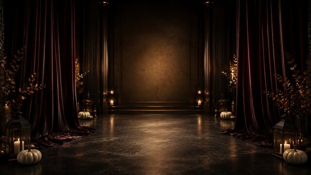 Mystical golden orb in candlelit cathedral