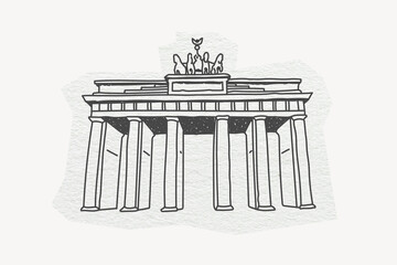 Brandenburg Gate, Berlin attraction, line art collage element © Rawpixel.com