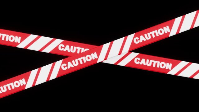Red Caution Tape Warning Stripe | Alpha Channel
