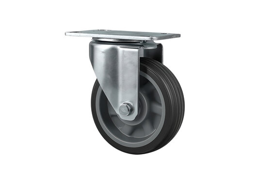 Metal swivel caster wheel with mounting plate