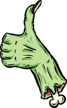 Vector illustration of a creepy severed cartoon zombie undead hand reaching up gesture