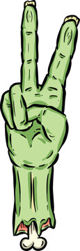 Vector illustration of a creepy severed cartoon zombie undead hand reaching up gesture