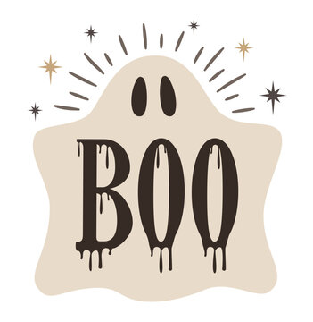 かわいいハロウィンのbooのおばけタイトルフレーム_ハロウィーンのコピースペースのあるゴーストイラスト