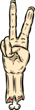 Vector illustration of a creepy severed cartoon zombie undead hand reaching up gesture