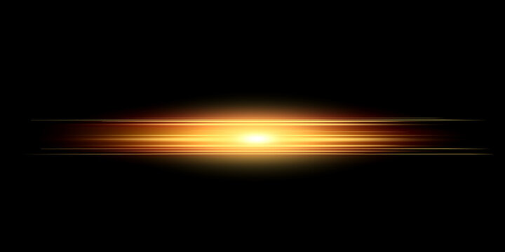 Moving fast Horizontal glowing red light beam on a black background, Highlight effect. Abstract laser reflection. Light effect. 
