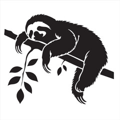 Fototapeta premium Sleeping Sloth Silhouette Vector