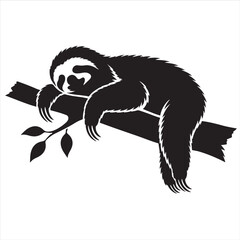 Fototapeta premium Sleeping Sloth Silhouette Vector