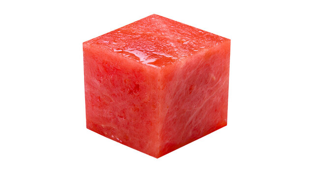 Fresh juicy red watermelon cube slice with moist texture