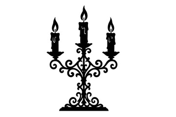 Halloween gothic candelabra isolated on transparent background © dvoevnore