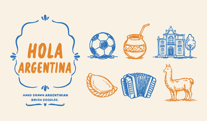 Argentina Travel and Culture Hand Drawn Doodle Vector Set © Марія Максимишин