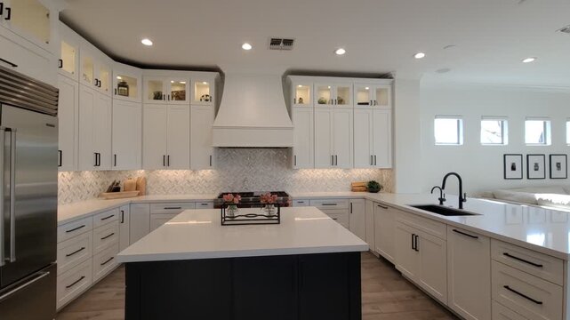 Bright modern kitchen with central island