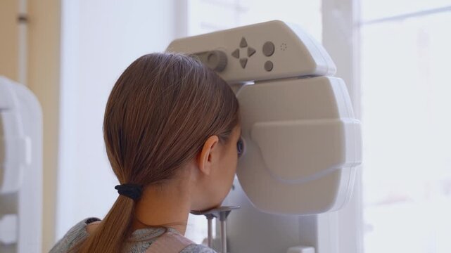 Child Having Routine Vision Screening with Autorefractor