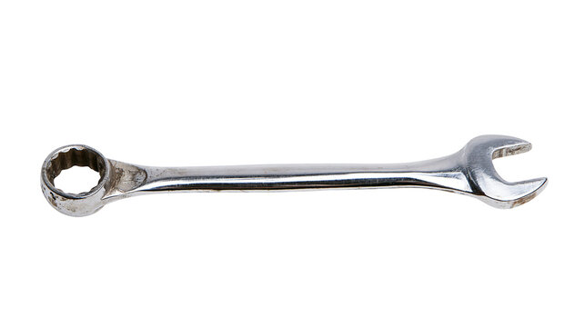 Chrome vanadium steel combination wrench with open and ring ends