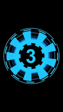 Bright blue digital HUD element displays the number two on dark Countdown interface graphics illuminate around the digital HUD element High tech telemetry graphics drive the digital HUD element